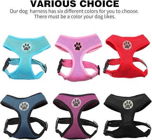 Miniatura 5 de Arnés para perro de malla suave, chaleco para pasear mascota, arnés acolchado y ajustable para cachorro, xs, Rojo