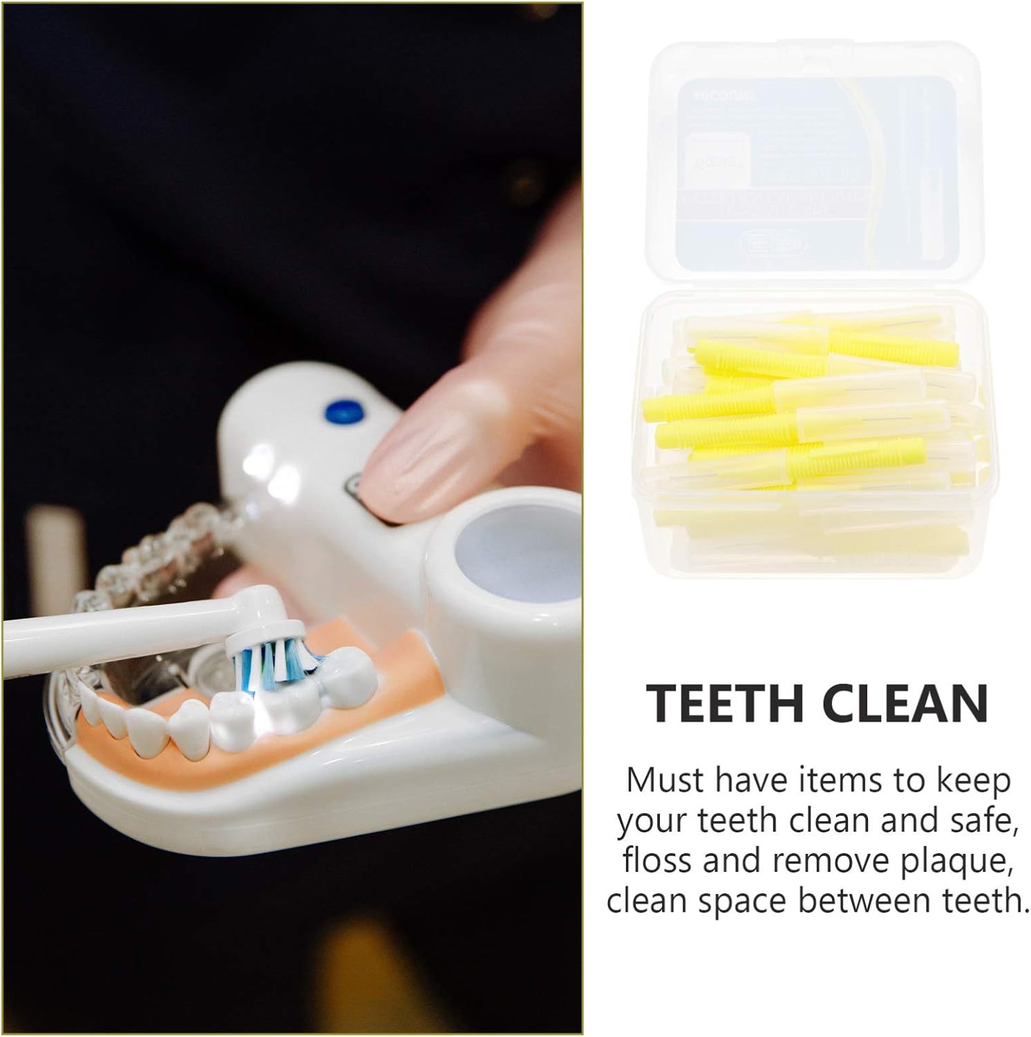 EXCEART 40pcs Interdental Picks Dental Brush Picks Dental Floss Interdental Cleaners Yellow 0.4mm