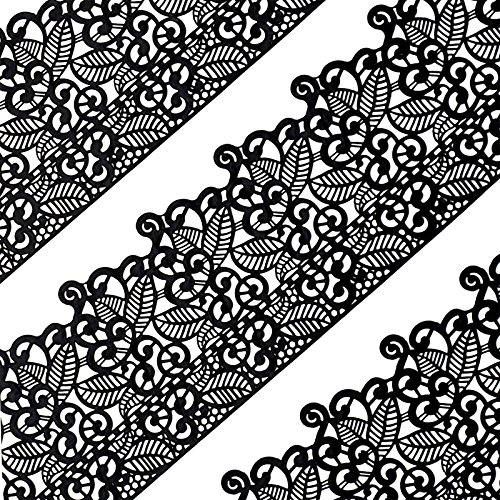 Funshowcase Large Pre-Made Ready to Use Edible Cake Lace Leaf Scroll Black 14-inch 10-piece Set