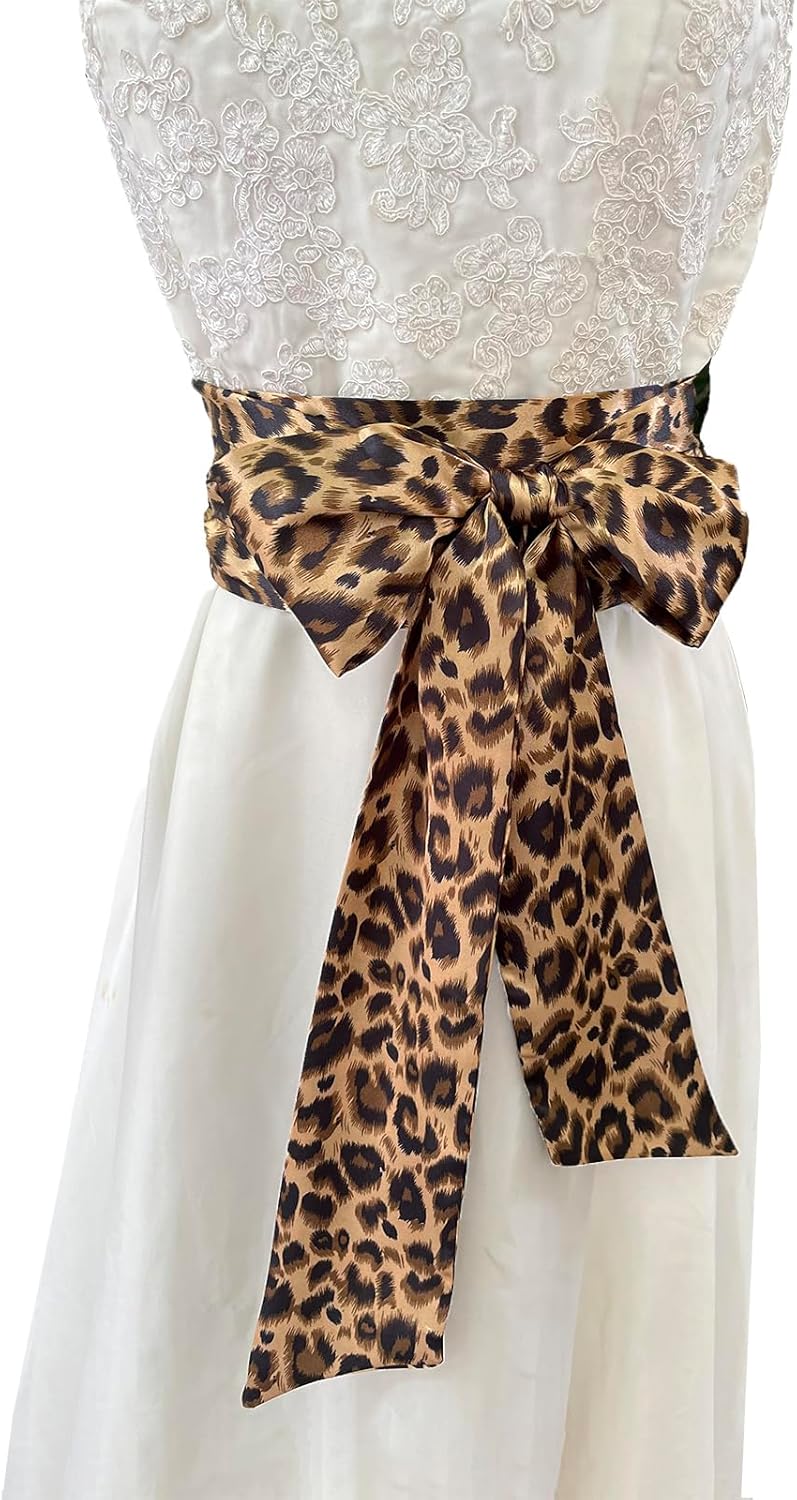 Women Sash Belt Leopard Print Sash Waist Belt for Wedding Bridal Special Dresses - Image 2