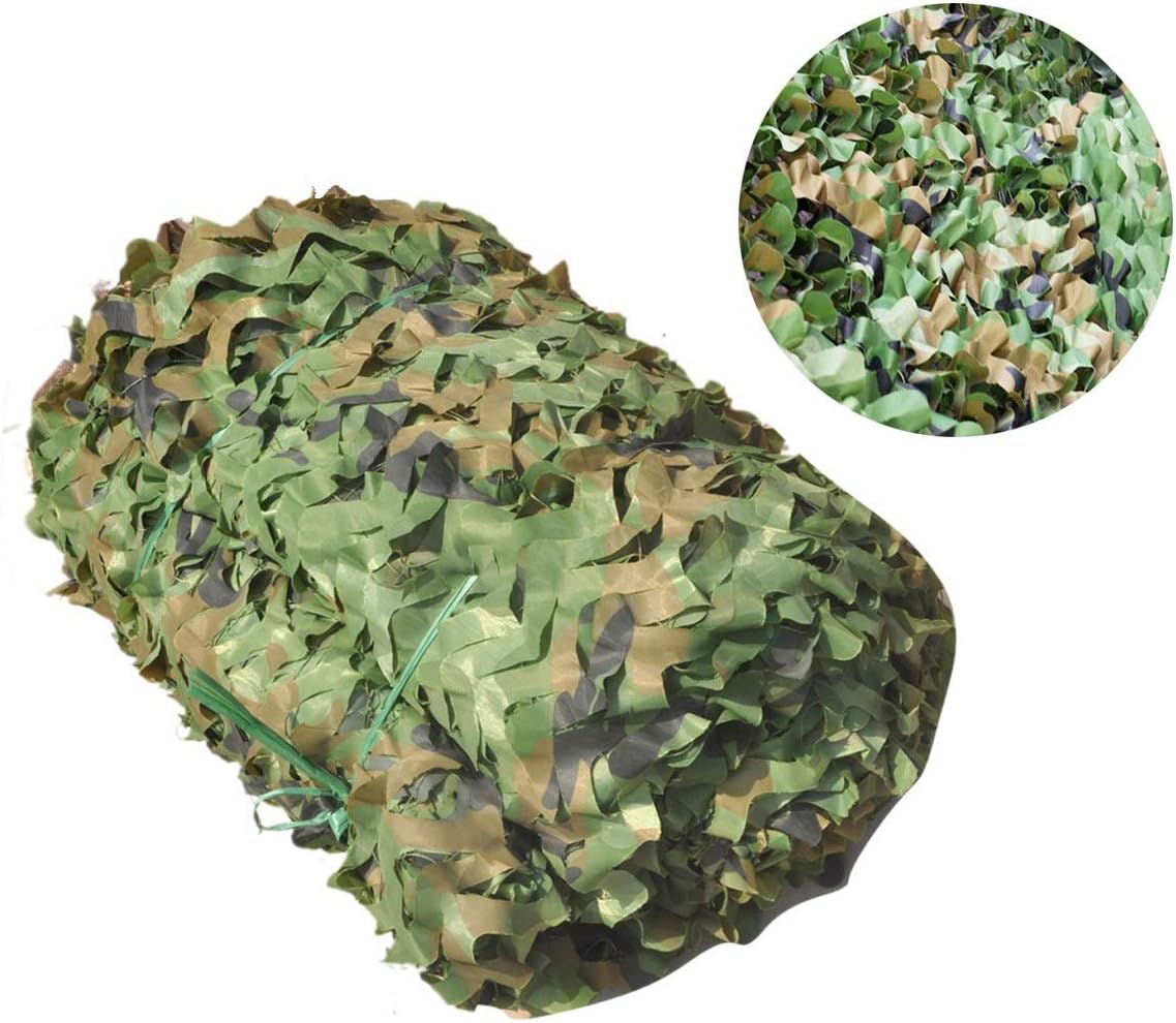 Camo Netting with Mesh Backing, Woodland Camouflage Netting Kids Party Decoration Sunshade Net Outdoor Camping Military Hunting Blinds Cover for Truck Easy to Install