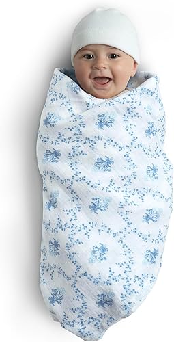 Miniatura 8 de Delta Children Mantas de muselina 100% algodón para niñas y niños, 47 x 47 pulgadas (paquete de 2), botánicos azules