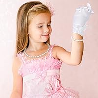 Vista 6 de Newcotte Juego de 4 Collares de Perla para Niñas Pequeñas, Niñas en Edad Preescolar, Joyería para Comunión, Guantes para Navidad, Fiesta de Té, Boda