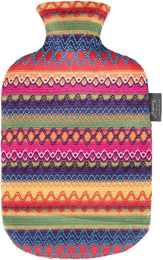 Hot Water Bottle with Cover Peru-Design Pink/ Brown 2 L