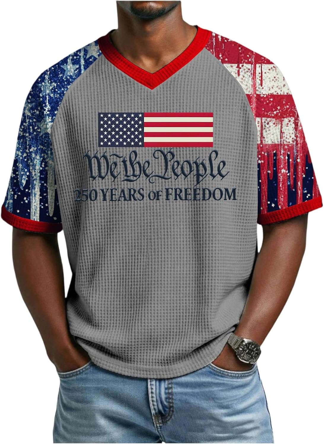 Ymosrh Men's America T-Shirts Short Sleeve 1776 2026 250th USA Patriotic 4th of July T Shirt, M-3XL