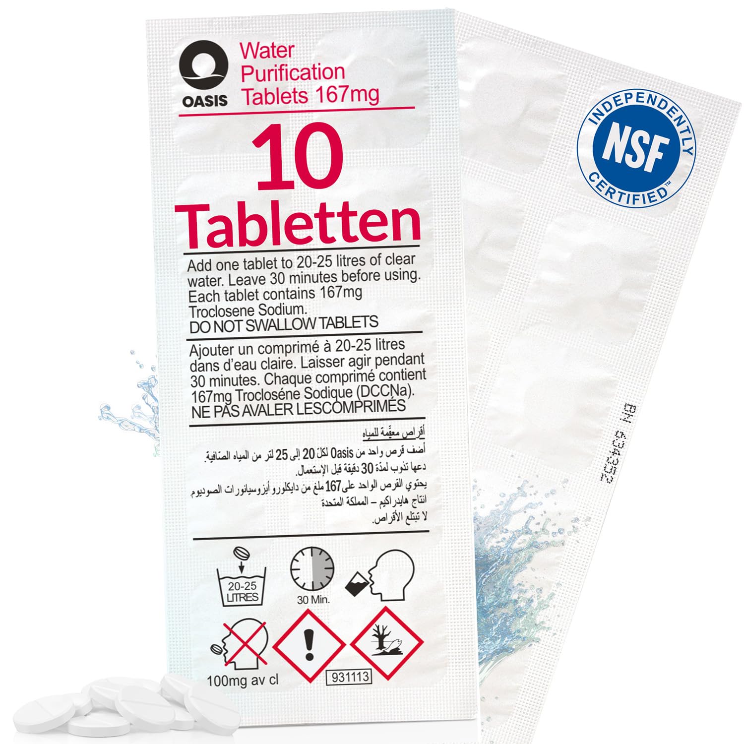 Wicked Chili 10x Chlortabletten geeignet für Waterrower Rudergerät, Water Rower, Oasis Chlor Tabletten, Wasseraufbereitung gegen Algen (1 Jahresbedarf, pro Reinigungstablette 25L Trinkwasser)