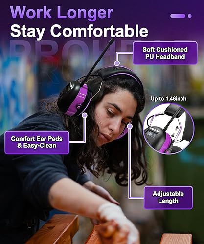 Miniatura 6 de PROHEAR 033 AM FM Bluetooth 5.4 Radio Auriculares de protección auditiva 31dB SNR - 48 horas de tiempo de reproducción - Protector de oídos para