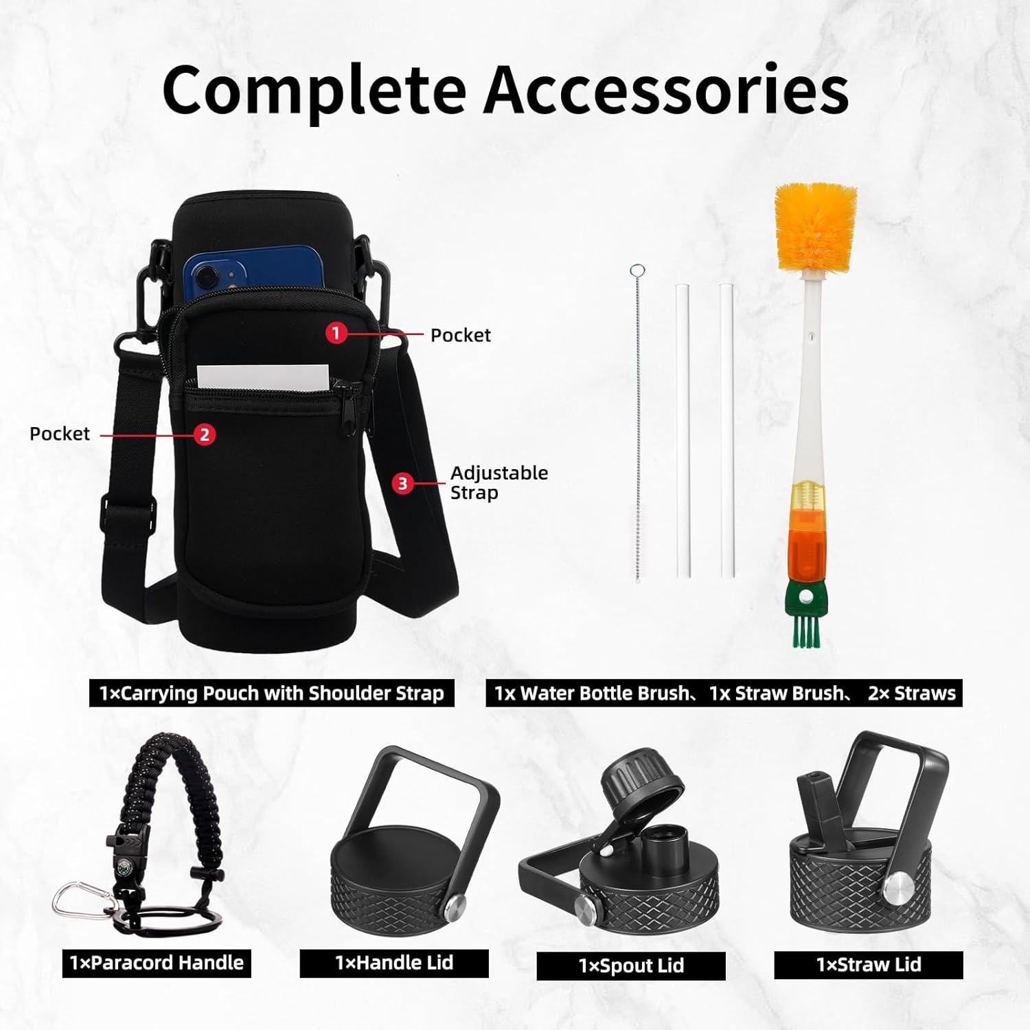 Insulated Water Bottle 40oz,Triple Wall Vacuum Stainless Steel(Dishwasher Safe),Leak Proof & Non-BPA,Flask Jug with Paracord Handle & Straw Spout Lids Sports Cherry Blossom - Image 6