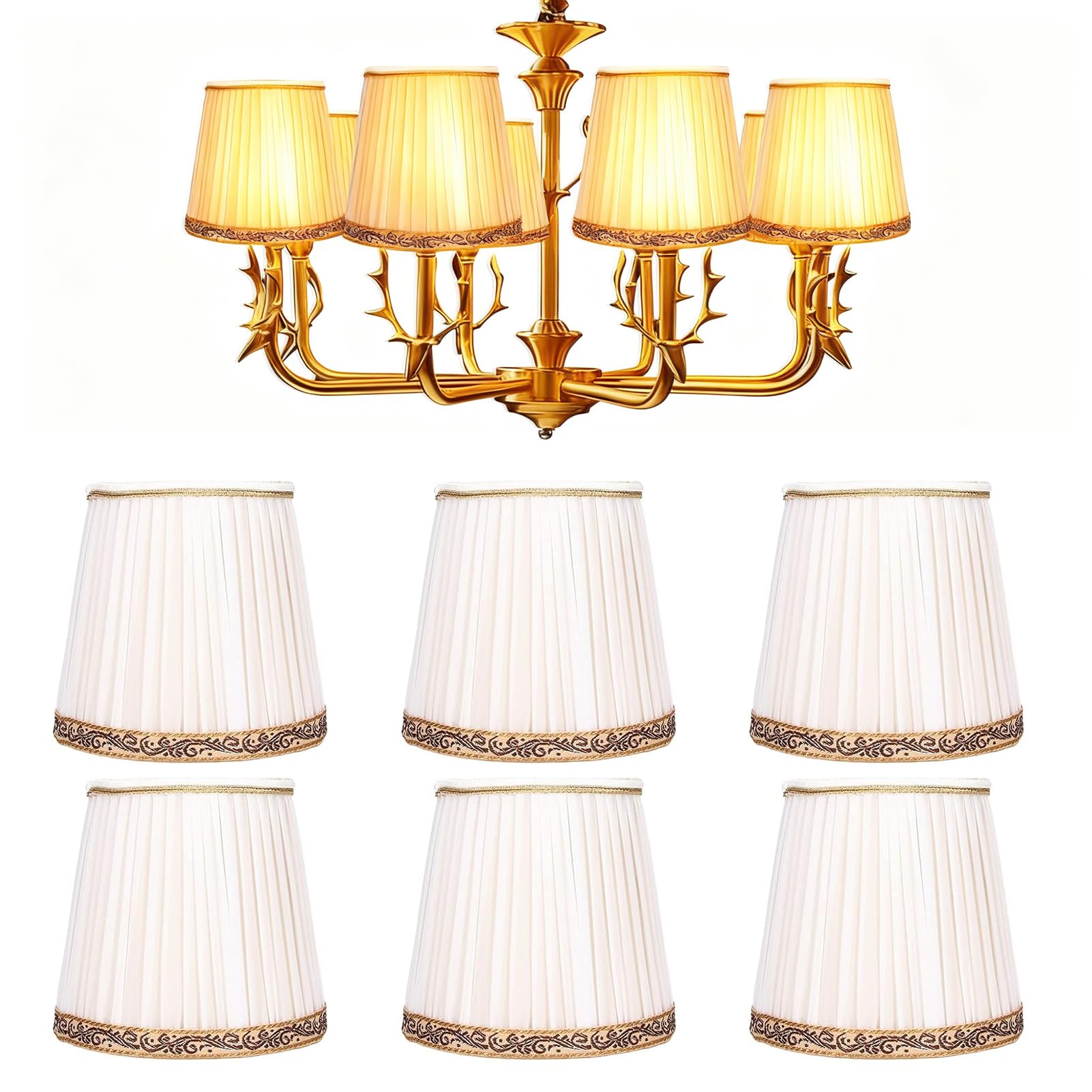 6 Pcs Lamp Shade,Fabric Lampshades for E14 Bulbs Nordic Style Lampshade Chandelier Lighting Accessories for Home Decoration for Table Bedside Floor Lamp (type4) โ image 1