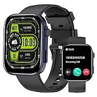 BRIBEJAT Smart Watches for Men, 2.01" HD Android Touchscreen with Heart Rate/SpO2/Sleep Monitor, Make/Answer Calls, 123 Sports Modes, IP68 Waterproof Fitness Watch for iPhone Compatible (Blue)