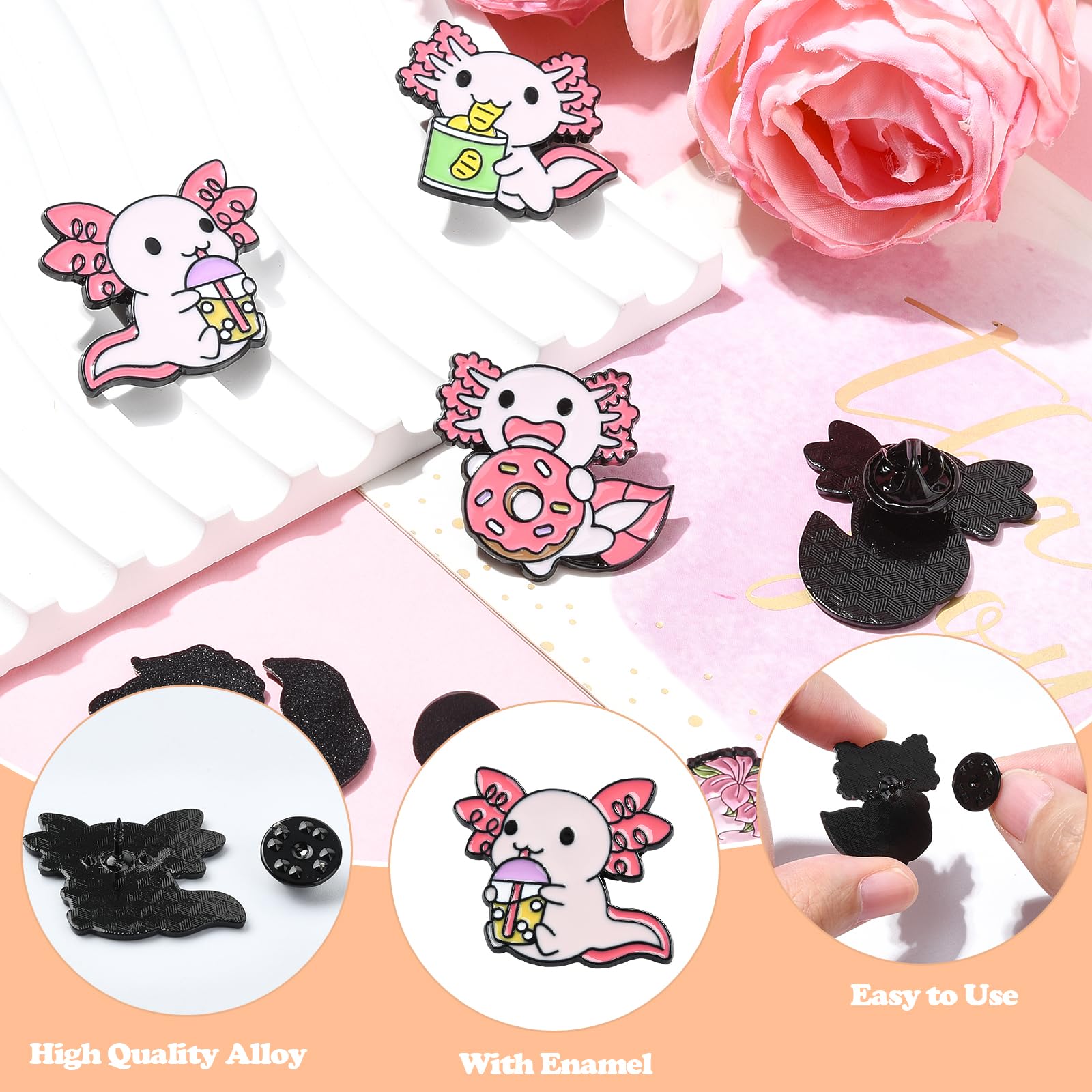 6 Pezzi Spilla Smaltata Spilla Smaltata Di Animali Spilla Smaltata a Forma Di Cartone Animato Adatto Per Zaini Vestiti Cappelli Accessori Distintivi e Regali（Salamandra Messicana）