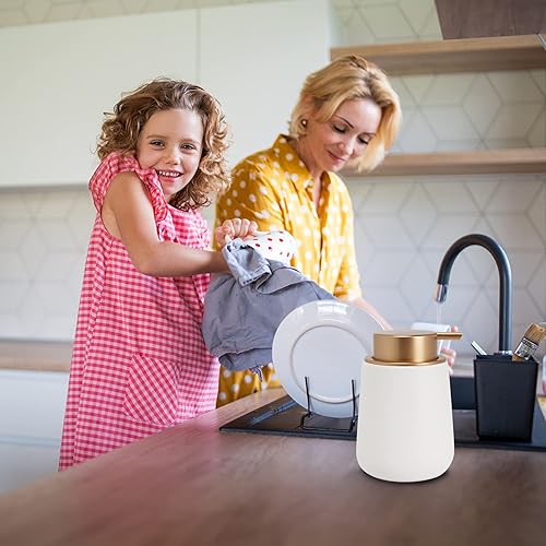 Miniatura 4 de Dispensador de jabón de cerámica con bomba fácil de prensar, dispensador de líquido de loción de manos para champú, baño, cocina, 12 onzas