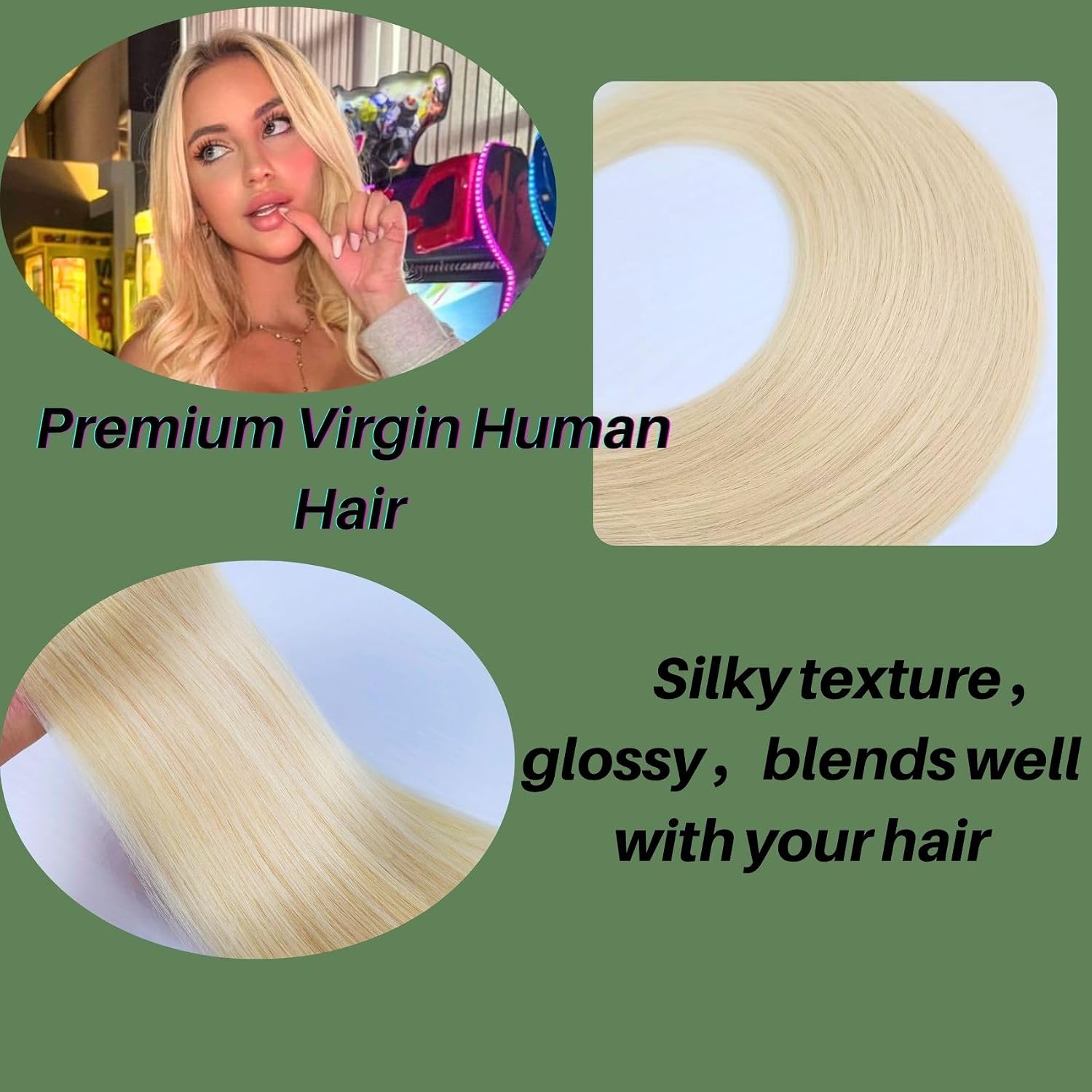 Platinum Blonde Tape in Hair Extensions Real Human Hair Invisible 16 inch Blonde Hair Extensions Diy Tape in Extensions Human Hair 20Pcs for Girls