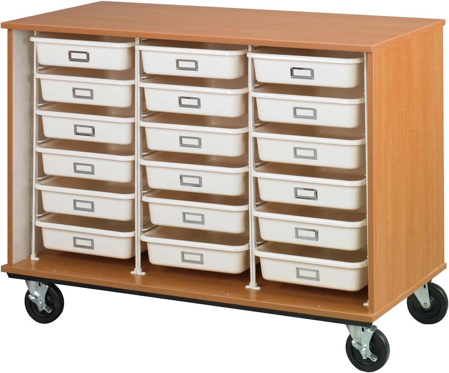 Mobile Tray Storage Cart - 36" Tall Rolling Cabinet Organizer - Home Office Utility Cart
