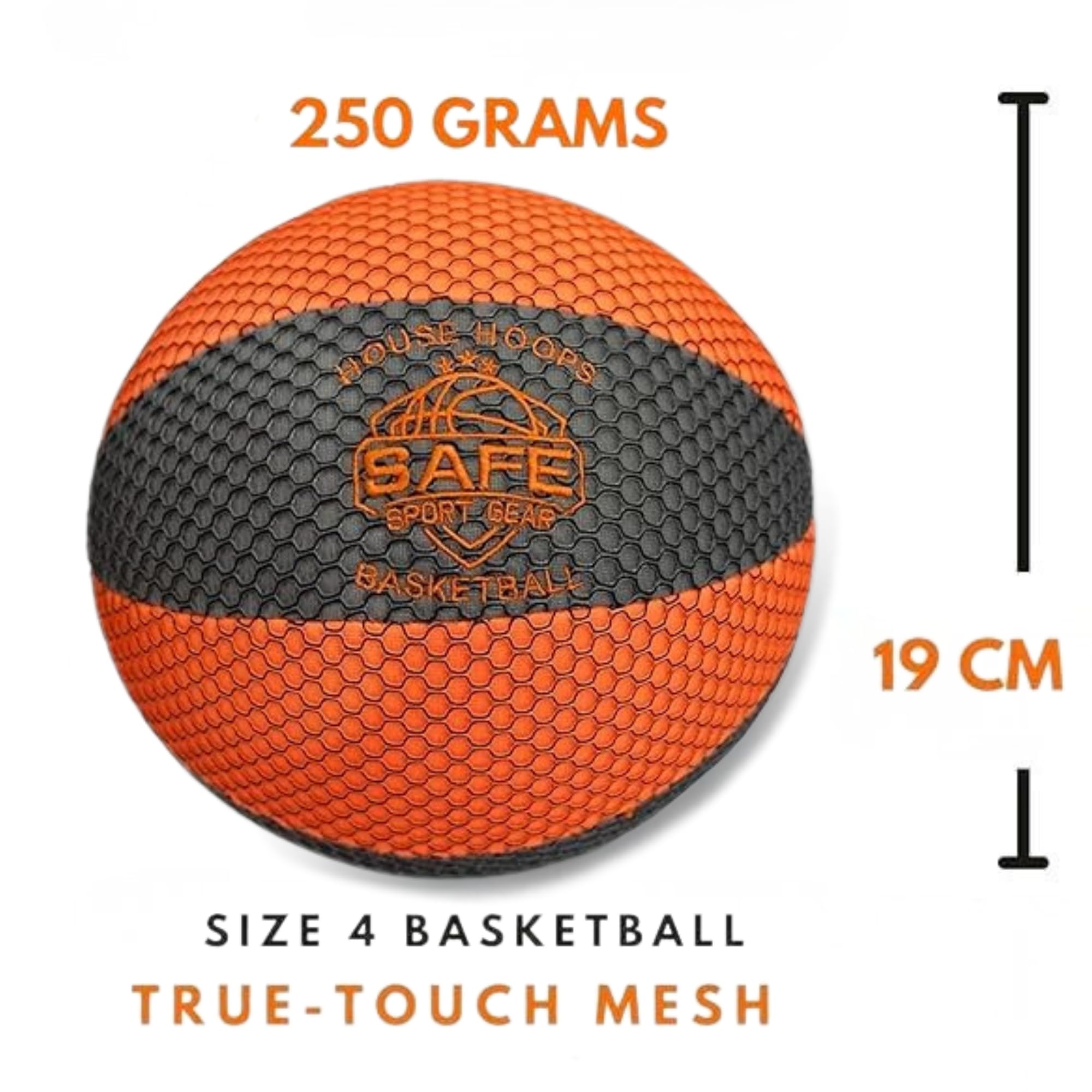 Safe Sport Gear HouseHoops Basketball Rozmiar 4 – Piłka do Koszykówki do Gry w Pomieszczeniach dla Dzieci – Realistyczne Odbicie i Czucie Piłki – Piłka Treningowa do Domu