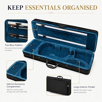 4/4 Violin Case | Lightweight Oxford Cloth Shockproof Case with Adjustable Shoulder Straps for Commuting/Performances/Travel Ideal for Musicians & Enthusiasts