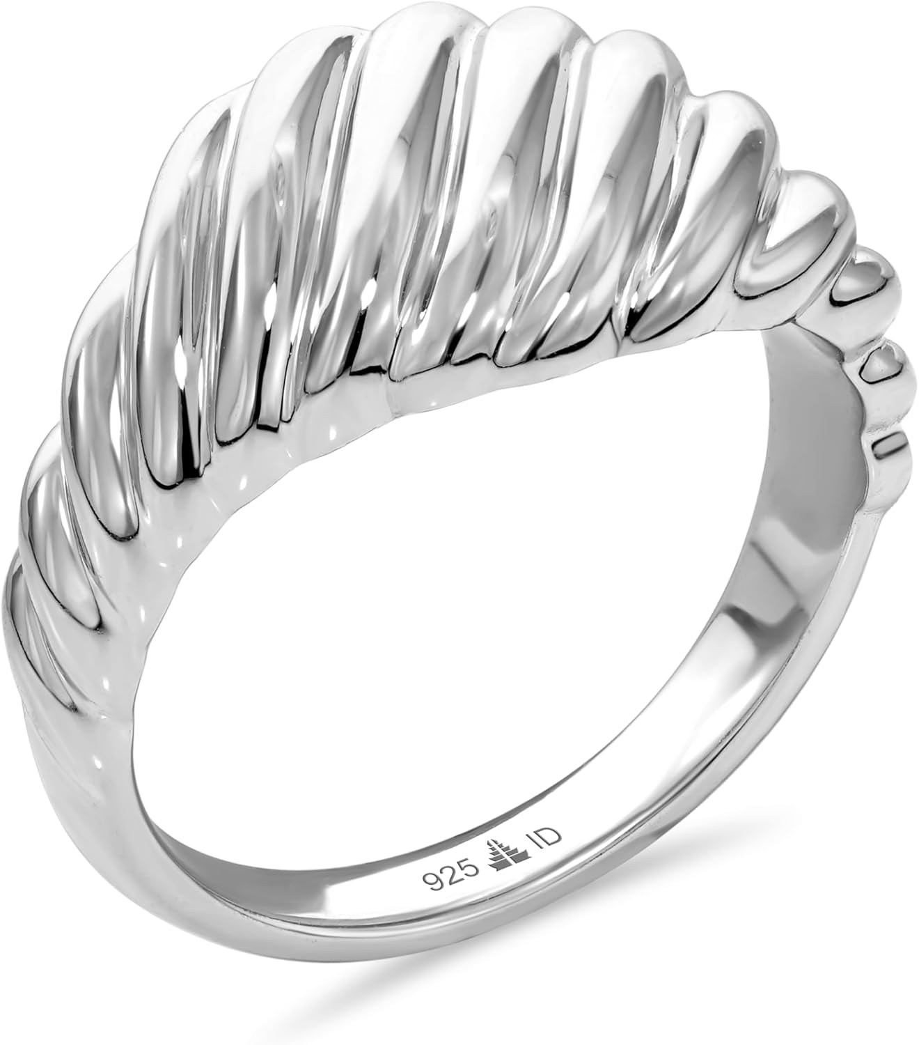 DEVATA Gold or Rhodium Plated Sterling Silver 925 – Eternity, Band Ring for Women – Heart, Knot, Clover, Infinity, Mariner, Cable, Curb, Cuban, Figaro, Daisy, Rope, Ribbed, Dome
