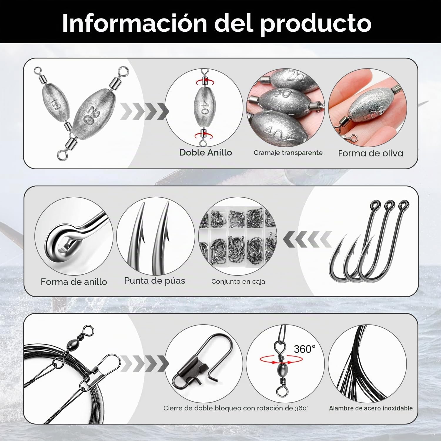 134 Piezas Kit de Plomos Pesca Plomos de Pesca Surfcasting con Giratorio Plomo Pescas Kit De Plomo de Pescas 5/10/15/20/30/40/50/60g