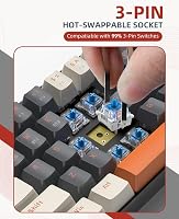 YINDIAO K68 60% Vezeték Nélküli Mechanikus Gaming Billentyűzet, Bluetooth 5.0/2.4 GHz, 68 Gombos Mini Billentyűzet Hot Swap Funkcióval, Kék  5