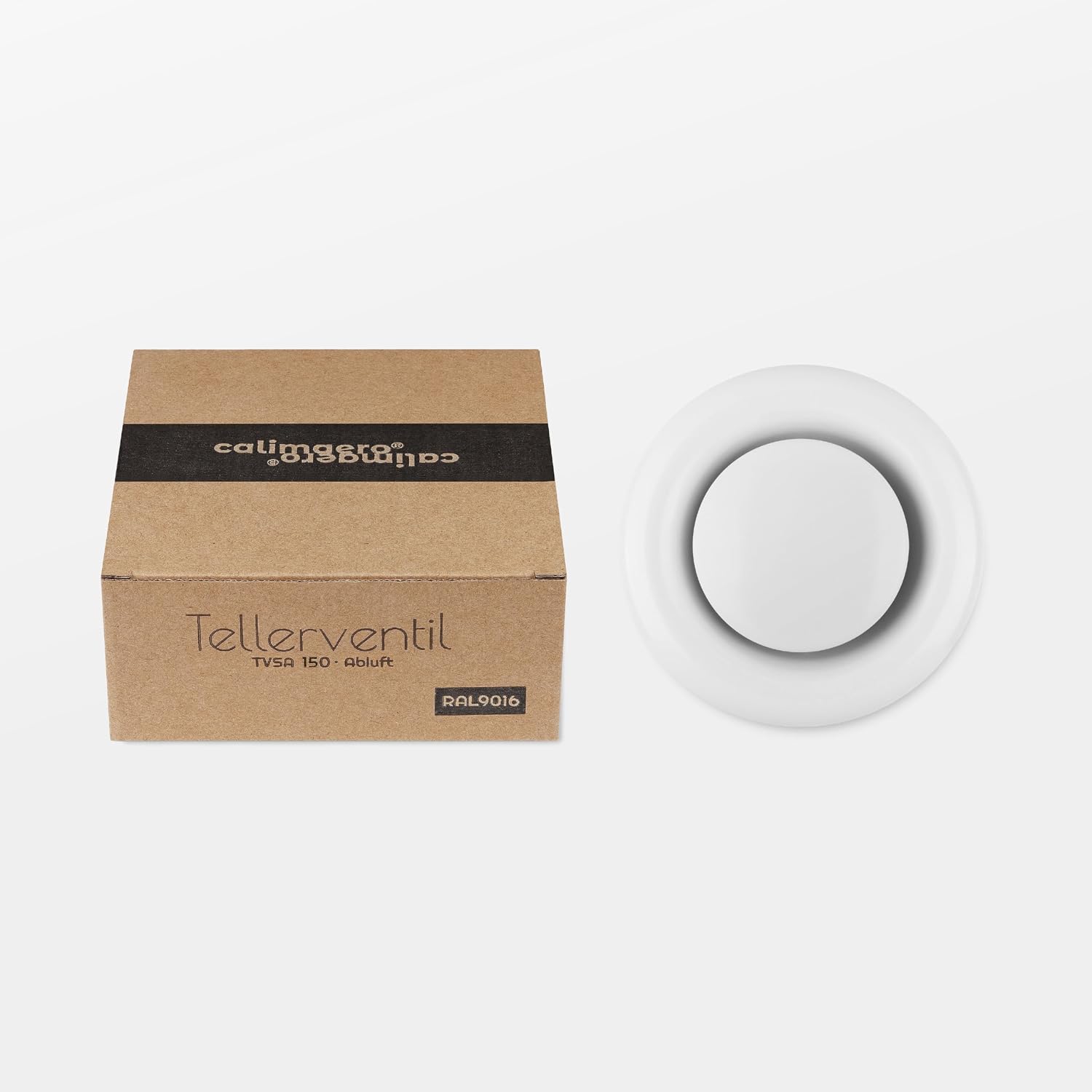 calimaero® Round Vent Cover TVSA 6 Inch Small Round Air Vent with adjustable Register, Diffuser Metal, Wall Cover for Bathroom, Kitchen, Garage - Outdoor & Indoor use, White RAL 9016