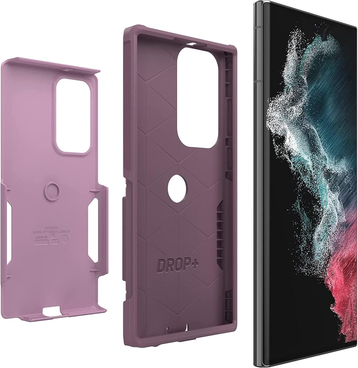 OtterBox Commuter Series Case for Samsung Galaxy S22 Ultra (Only) with Pop Grip - Non-Retail Packaging - Maven Way (Pink)