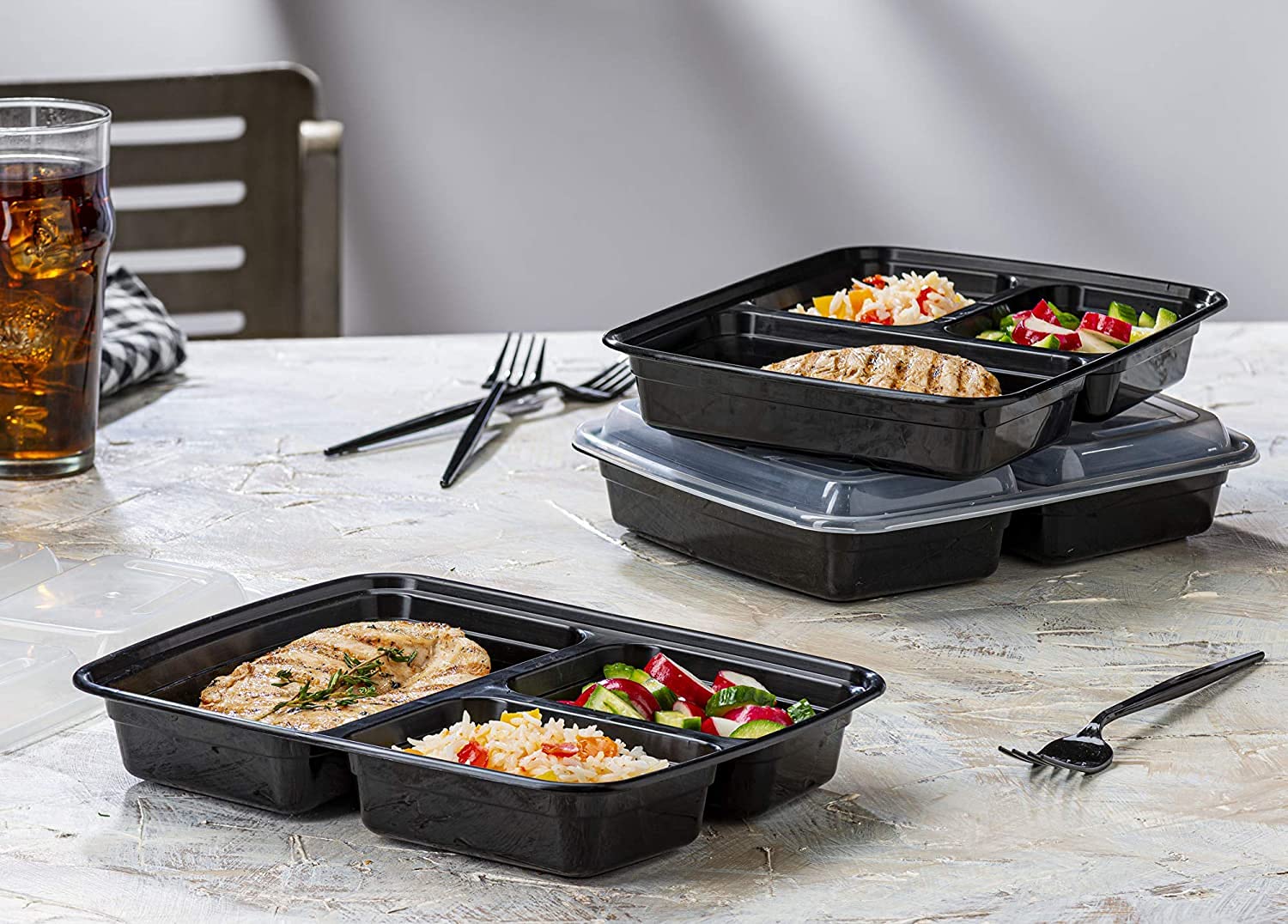 [15 Pack] 32oz Meal Prep Disposable Food Containers with Lids, Spoon