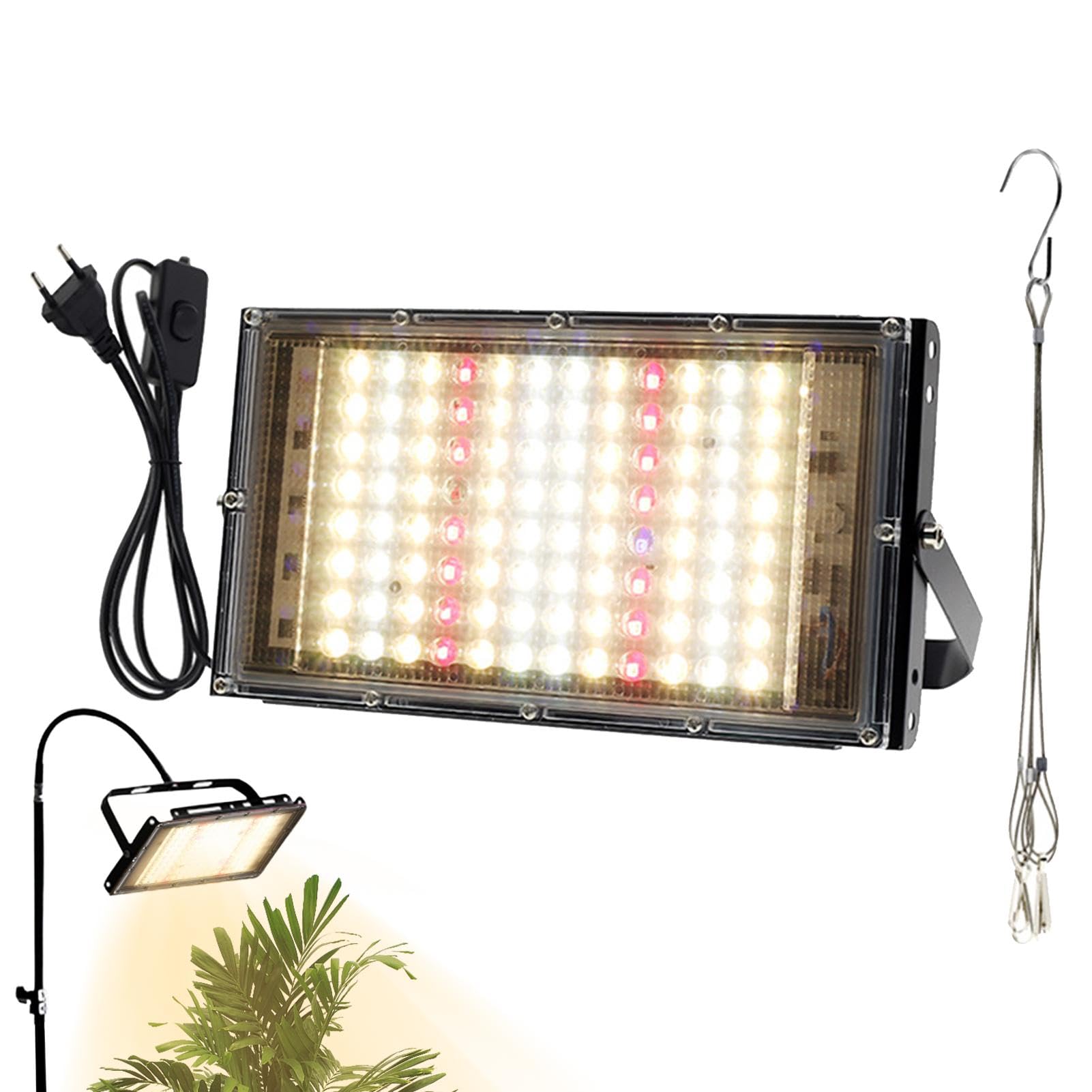 Greenhouse Grow Light, Full Spectrum LED Growing Light - 100 W LED Grow Lamp, Indoor Plants LED Grow Lamp, Full Spectrum Plant Wax Lights, LED Sunlike Light for Indoor Use