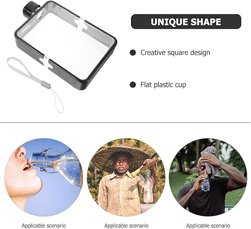 Miniatura 8 de Kettle - Botella de agua plana, botella de agua plana transparente, reutilizable, delgada, botella de agua plana, taza de viaje portátil A5, botella