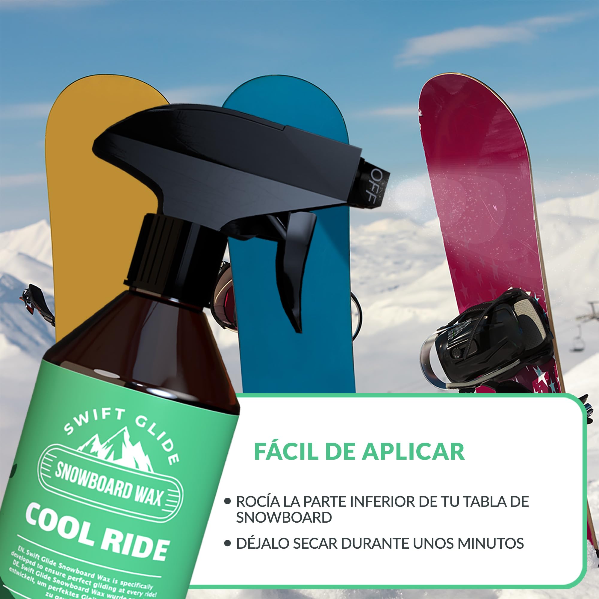 Cera Esqui y Snowboard en Spray - 250ml - Fácil Aplicación - No Mancha - Logra un Deslizamiento Superior en la Nieve - Cera para Esquis - Cera Snowboard