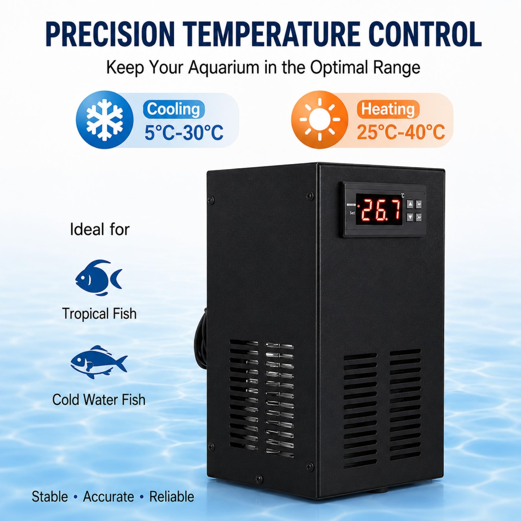 Enfriador de acuario con WiFi de 35 l para calefacción y