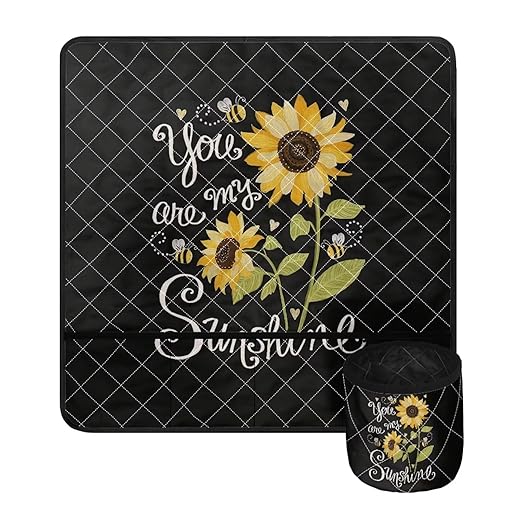 Kathyboom Sunflower Sewing Machine Mat with Pocket Durable Muffling Mats to Reduce Vibration Noise Sewing Accessories Organizer