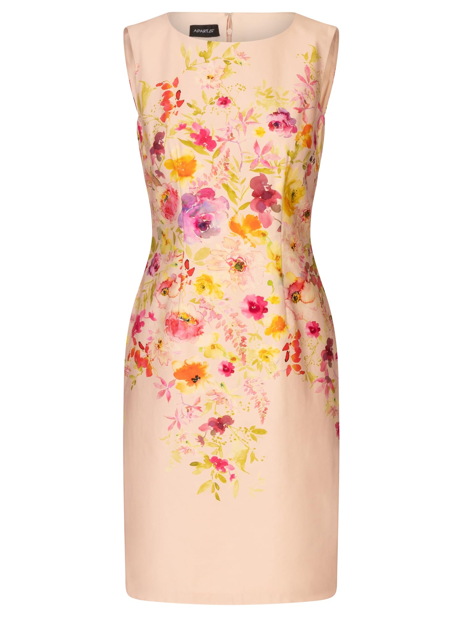APART Etuikleid aus matt schimmerndem Satin, mit Blüten Druck,