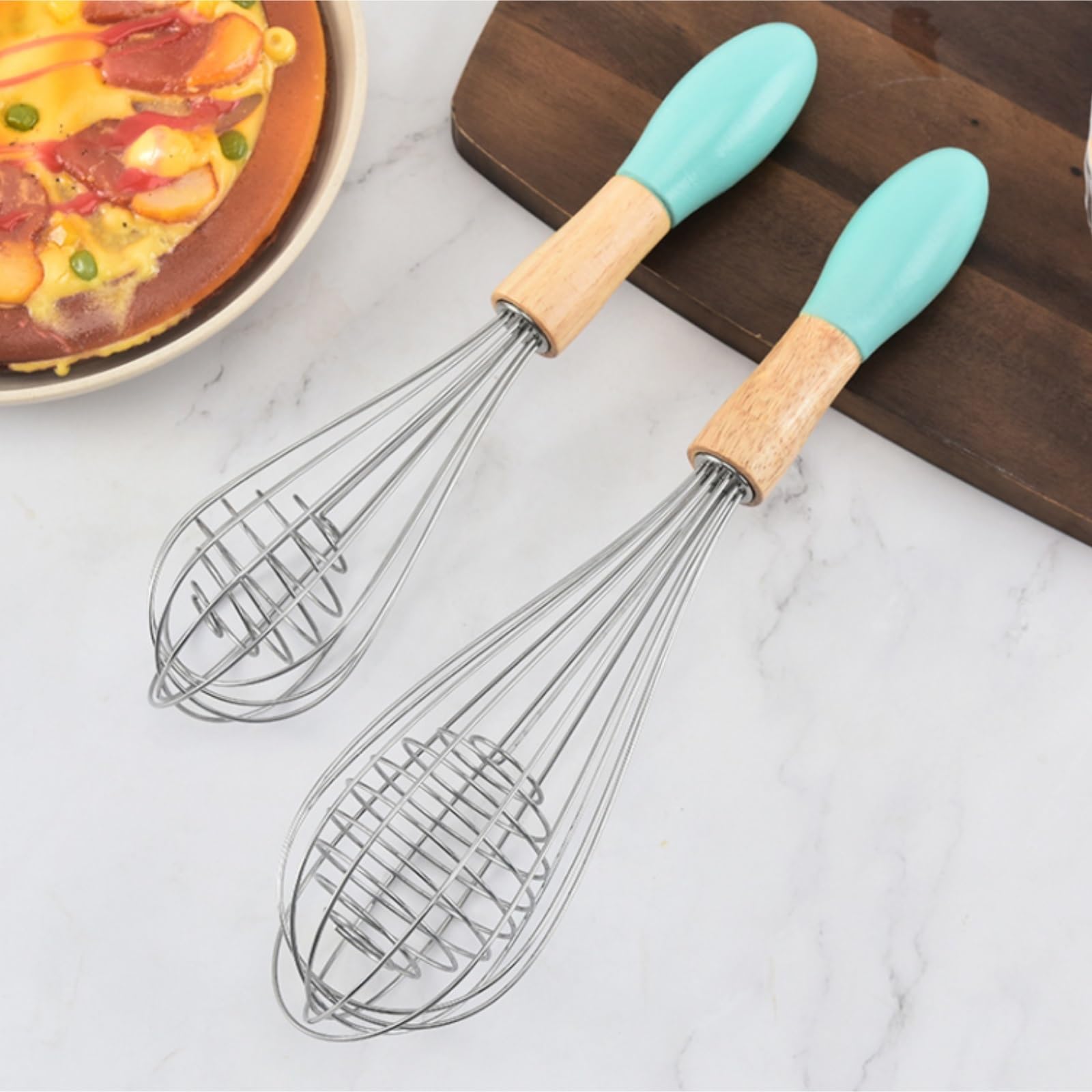 Varillas de Batir para Cocinar Herramientas For Hornear Batidor De Huevos De Acero Inoxidable Batidor De Crema Con Alambre Enrollado Batidor De Huevos Multifunción De Mano For Cocina Huevos, Espumar,