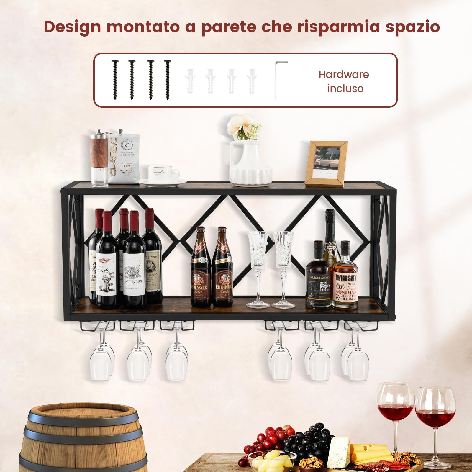 Relaxdays Cantinetta Per 9 Bottiglie, Scaffale Portabottiglie In Ferro Verniciato A Polvere 30 X 275 X 20 Cm Bianco 75972738