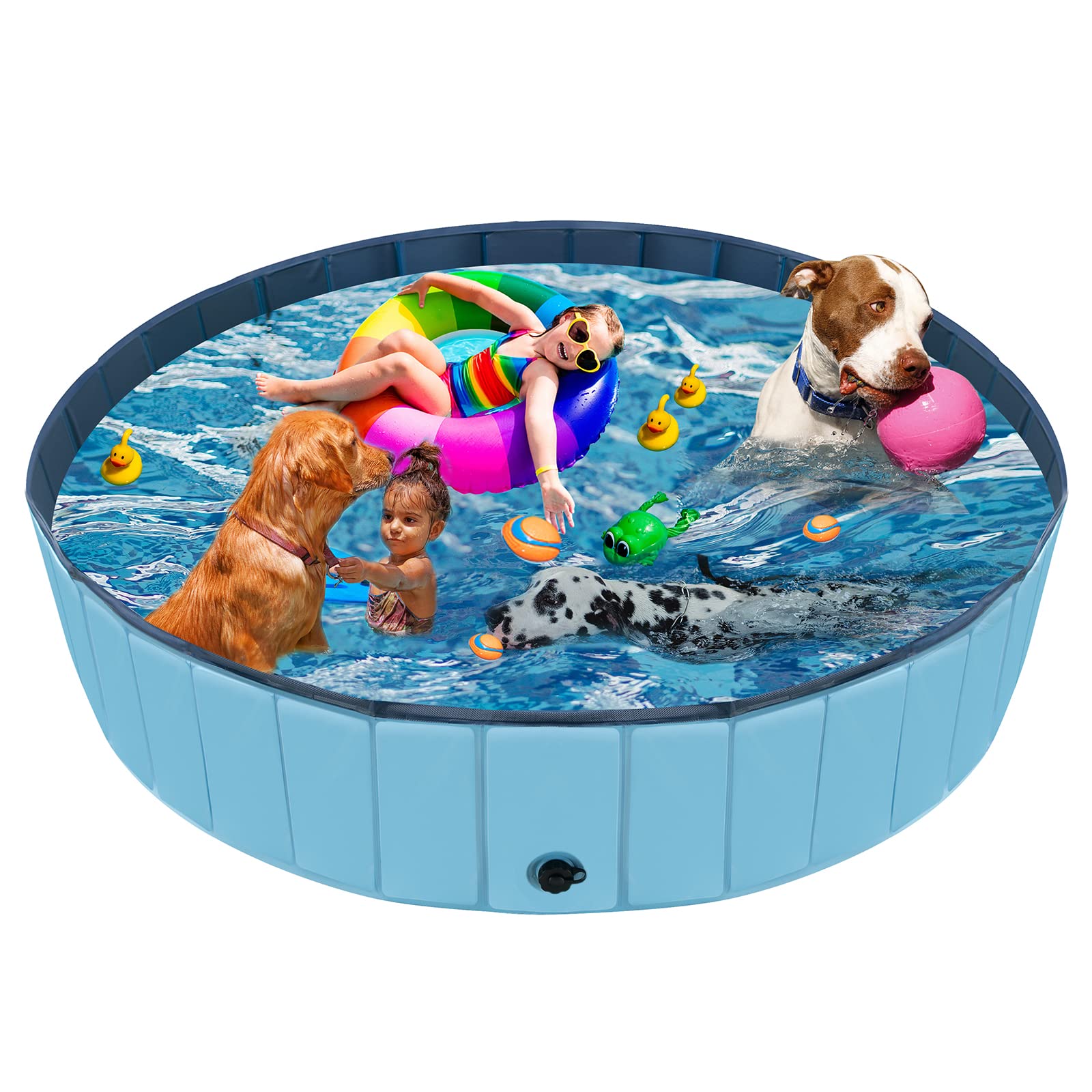 Foldable Dog Pool, YSJILIDE Portable PVC Dog Pet Swimming Pool, Collapsible Plastic Dog Bath for for Large Medium Small Dogs & Kids (63 x 12)