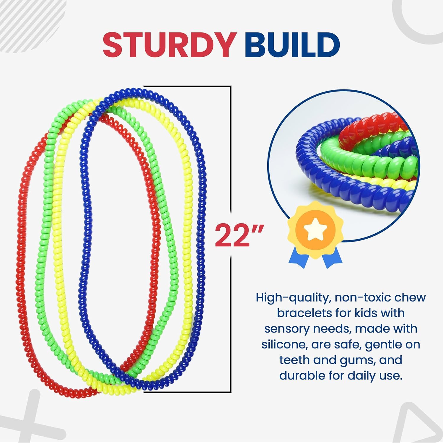 Durable Chew Necklaces for Kids – BPA-Free Silicone Chew Toy for ADHD and Autism, Oral Motor Teething Toys, Fidget Necklace for Boys and Girls – Sensory Chewy Necklace, 8 Pack