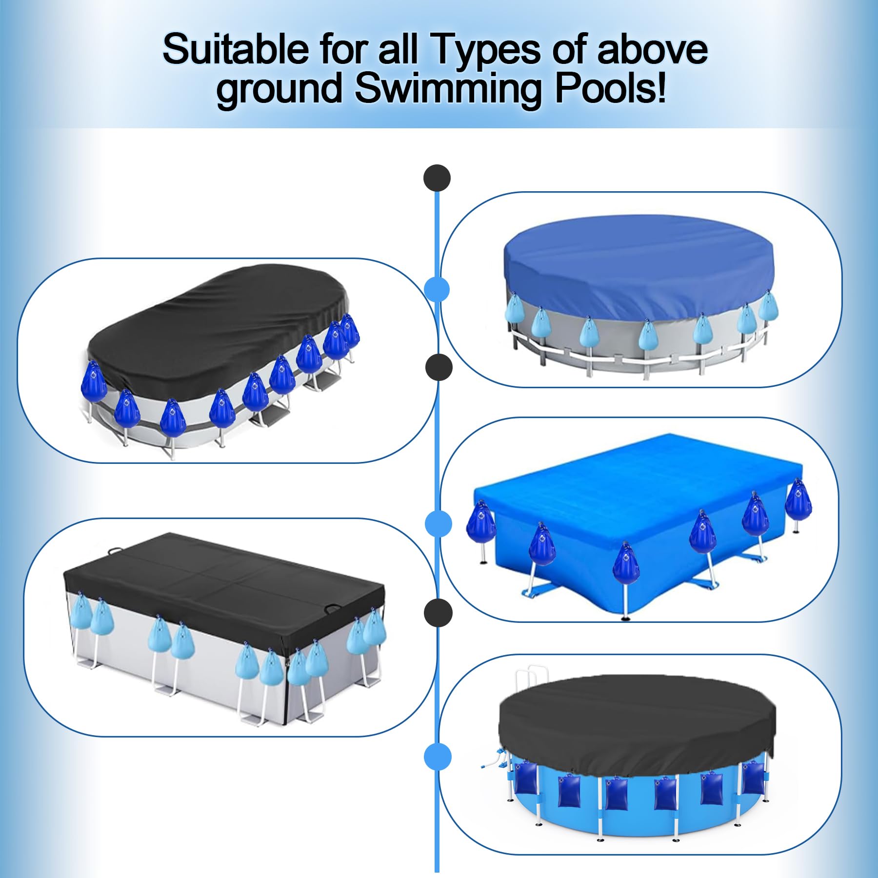 TZEKING 12 Pièces Sacs d'eau Lourds pour Couverture de Piscine,PVC Epais Sac de Suspension de Bâche de Piscine Etanche,Réutiliser Sac de Remplissage,pour Bâche de Piscine Hors Sol Antigel en Hiver