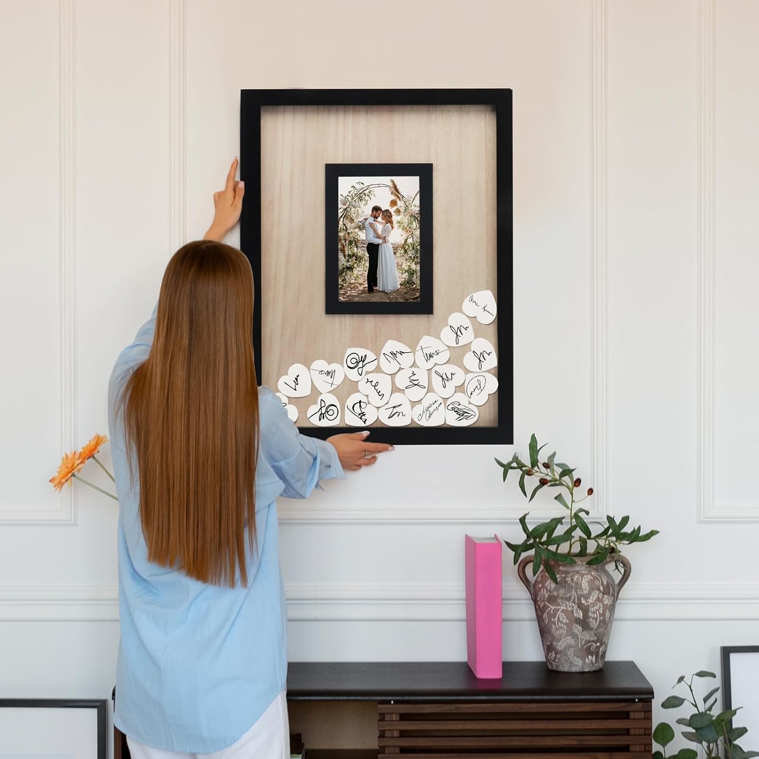 Wedding Guest Book Alternative, Guest Book Wedding Reception, Wedding Guest Book with Wooden Hearts Guest Book Signs for Wedding Anniversary Birthday Party Baby Shower