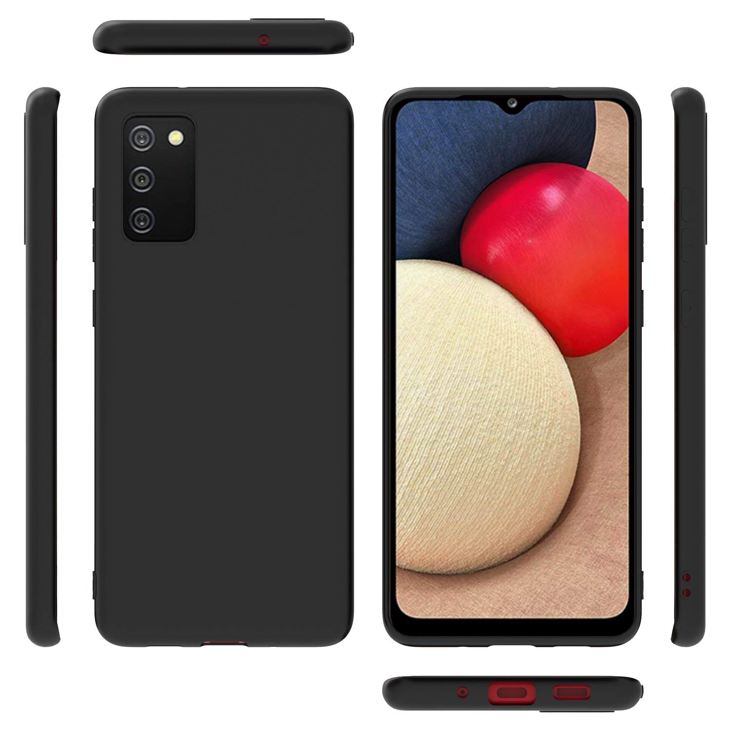 MuzzGalaxy A02S Case Cover Rubberised Matte Soft Silicone TPU Flexible Back Case Cover for Galaxy A02S Black