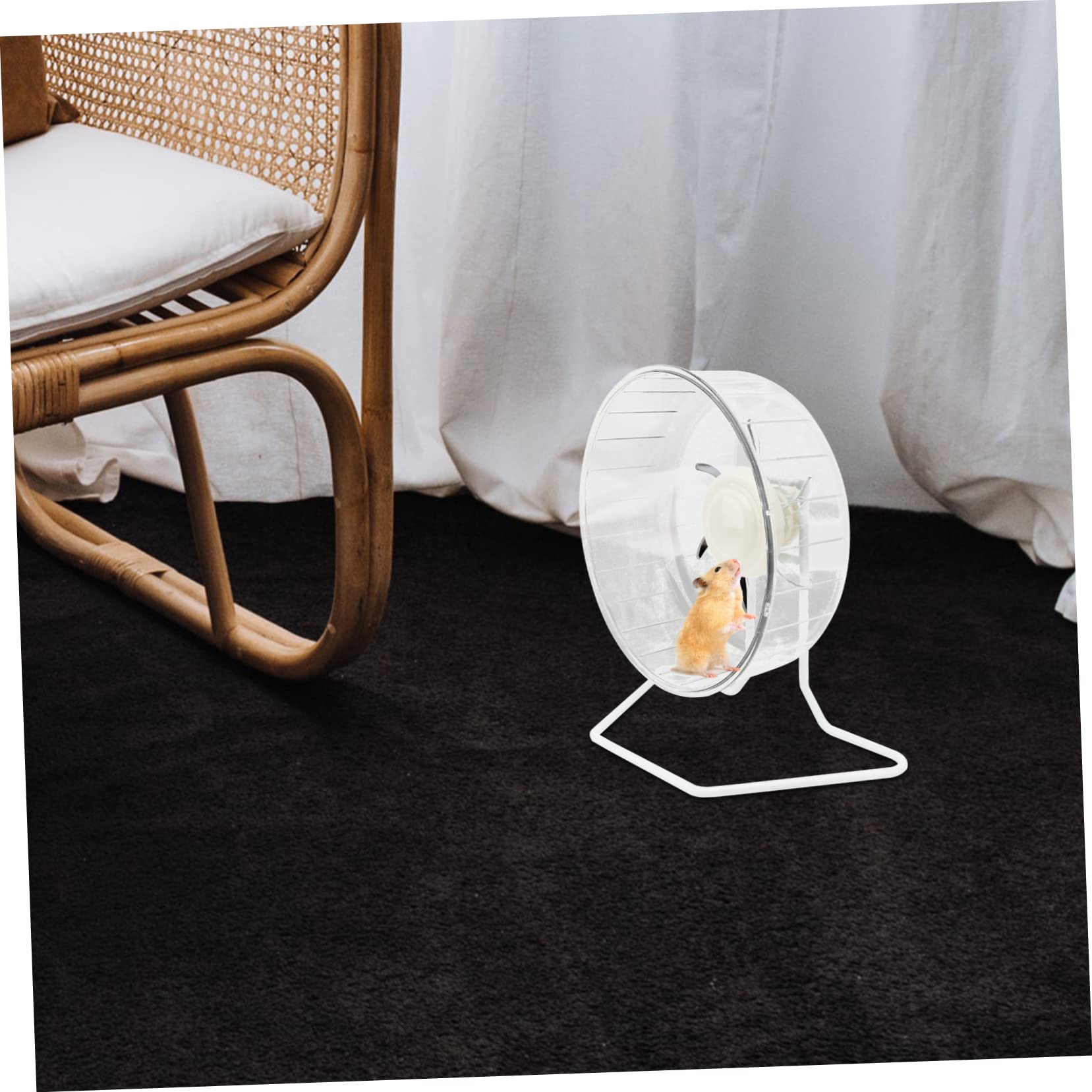 Ruota Silenziosa per Criceti in Plastica e Ferro Bianco | Piccoli Animali e Gerbilli, Forma a Ruota, Accessorio per Gioco e Movimento Domestico