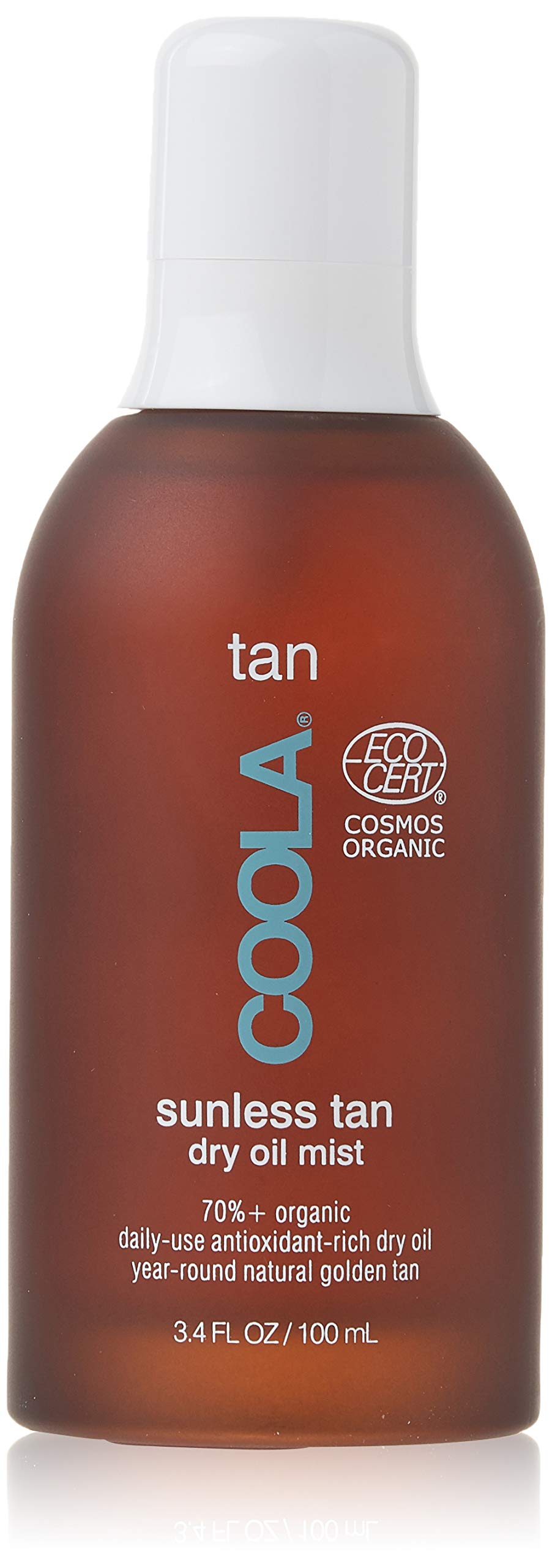 Coola Sunless Tan Dry Oil Mist, 70 Percent + Organic Fake Tan, Streak Free and Transfer Resistant Self Tanner, Lightweight and Vegan, 100 ml