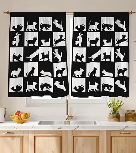 Miniatura 51 de Cortinas de Cocina (2 Piezas) Sobre el Fregadero para Ventana de Baño Café Sótano Cortinas para Cocina Granja Cortina Corta Mini Flor Abeja Verano