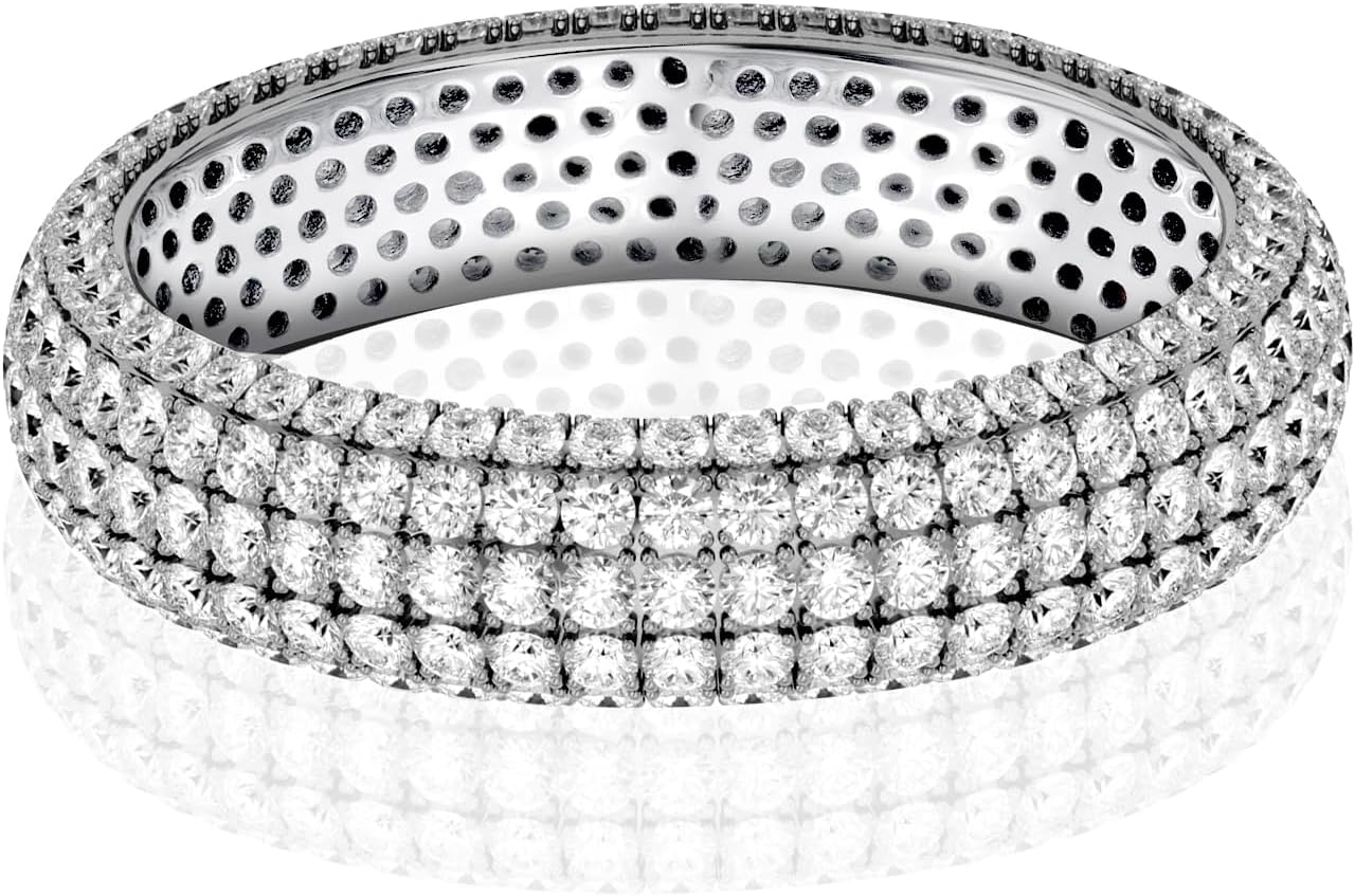 LeCalla 925 Sterling Silver CZ Rings for Men Women | Cubiz Zirconia 5 Layer Eternity Ring Engagement Rings | CZ Promise Rings Eternity Wedding Band Ring (Size 6-10 No.) - Image 6