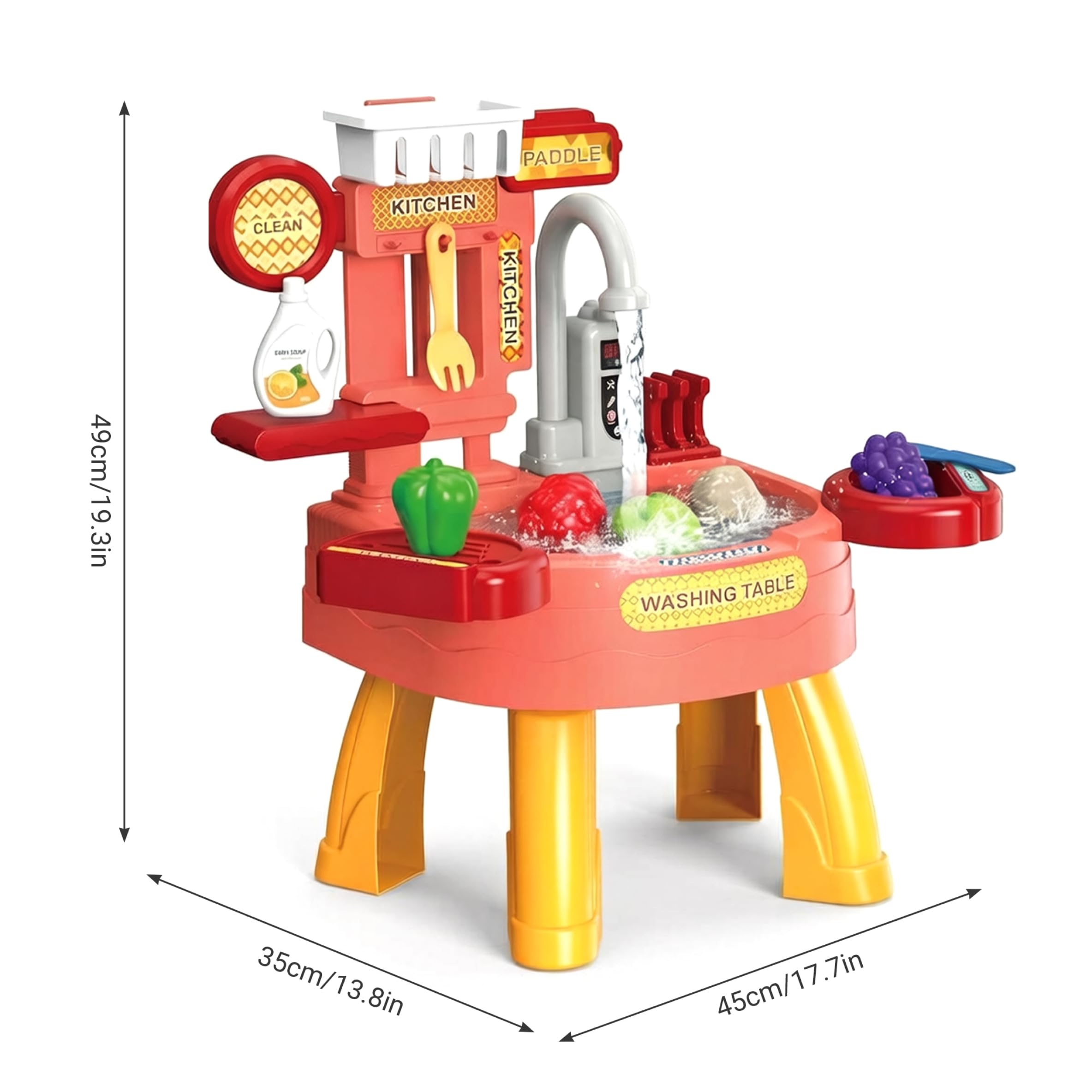 Wassertisch für Kleinkinder, 35 x 45 x 49 cm, sensorisches Wasser- und Sandaktivitäts-Spielset für Kinder mit Lauf-, Umlauf- und Angelspielzeug-Set, Sommer-Outdoor-Spielzeug für Kinder, Kleinkinder v