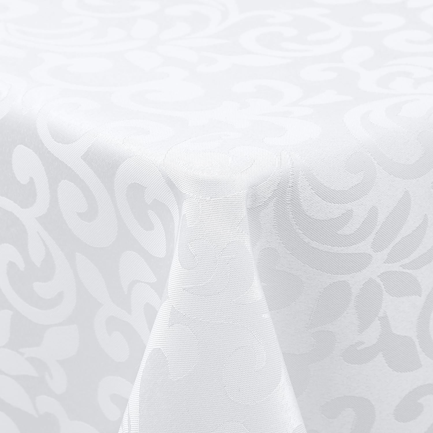 Homaxy Tischdecke Abwaschbar Rechteckig 100x140cm Polyester Tischtuch Tafeldecke Jacquard Tischwäsche Ornamente Schmutzabweisend Pflegeleicht, Weiß