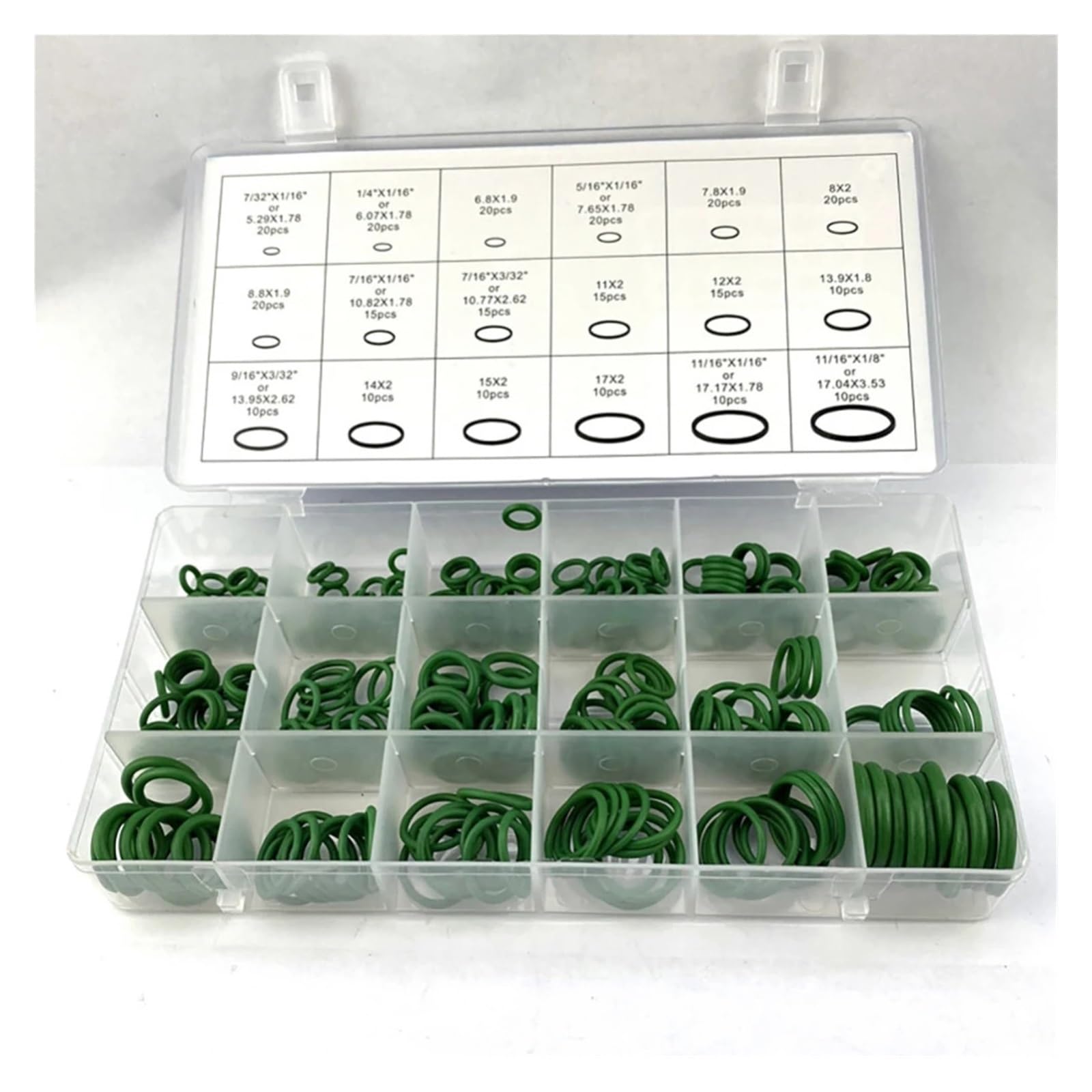 Juntas tóricas de goma, 18 tamaños, juego anillos sellado for aire acondicionado(270PCS)