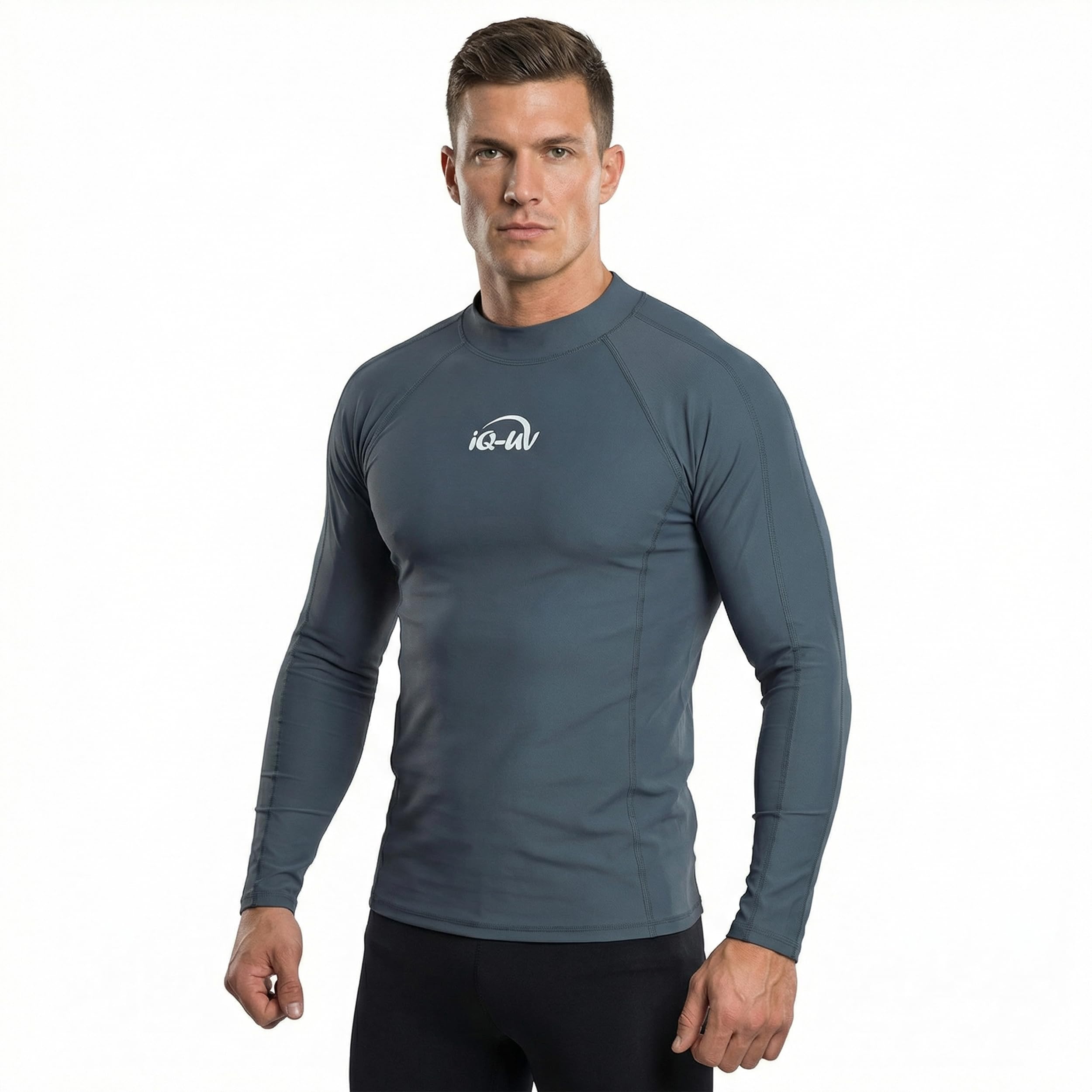 iQ-UV Shirt Herren Langarm Slim Fit – Rashguard für Herren mit Sonnenschutz zum Schwimmen, Surfen & Wassersport – Schwimmshirt Männer – Atmungsaktiv und schnelltrocknend