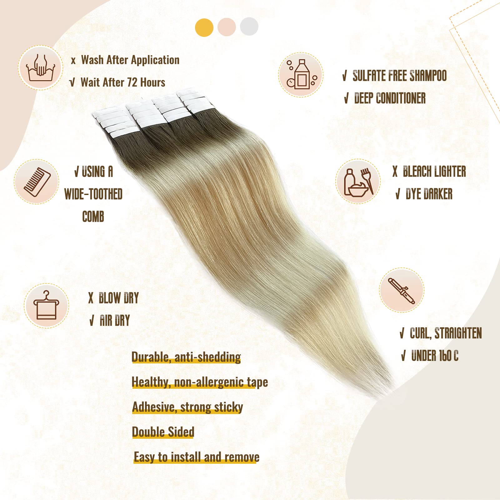 Amazon.com : Ombre Tape in Hair Extensions Human Hair for  display picture 1