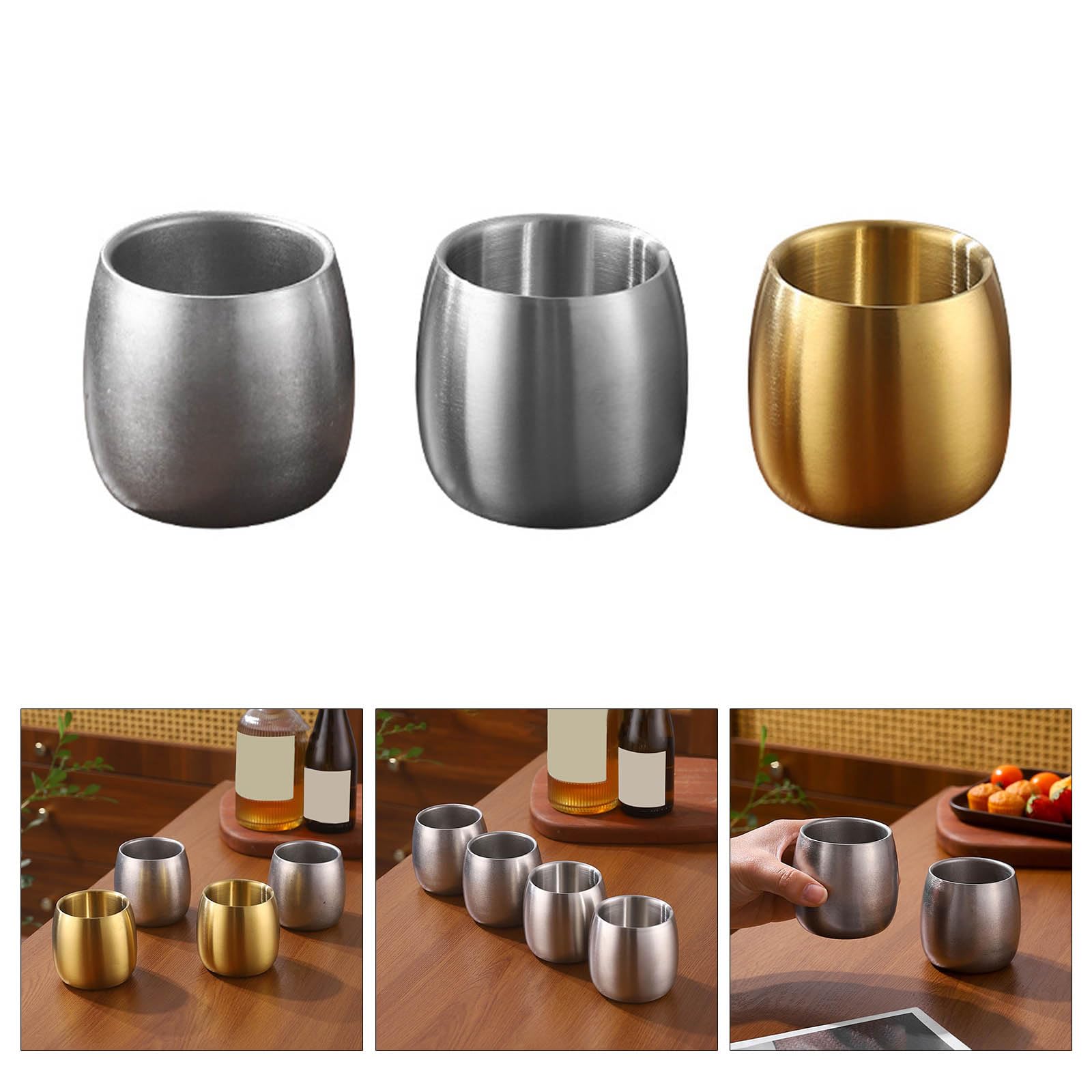 Montesy 2 Pack Stainless Steel Cups Stackable Coffee Mugs Metal Drinking Glasses Double Wall Mug Drinkwares for Camping Travel