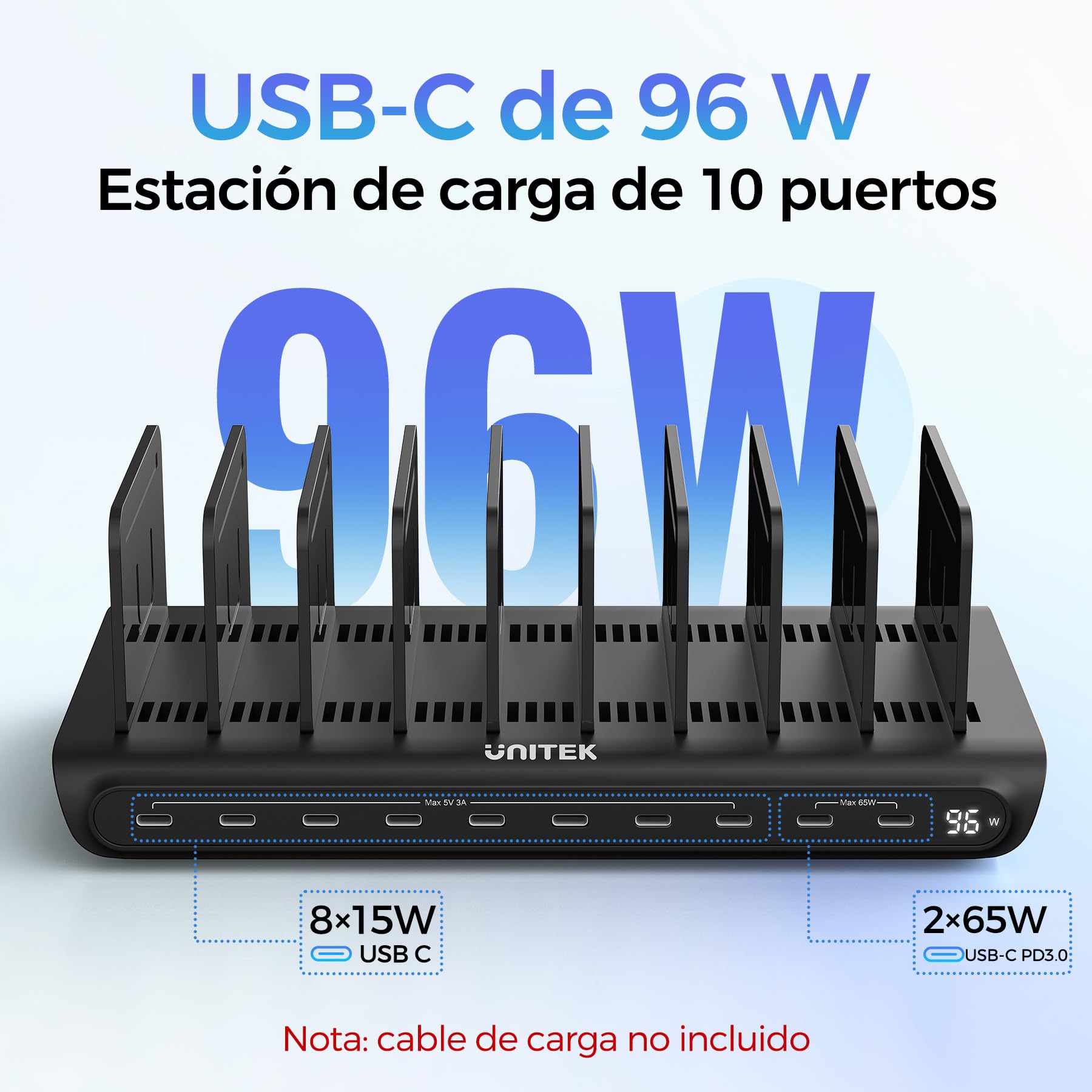 Unitek Estación de Carga de 96 W para múltiples Dispositivos